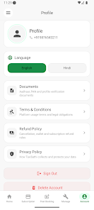 TaxiSathi Profile Screen